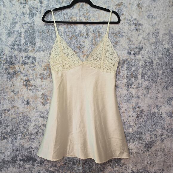 VTG Pegran 90s Slip Dress Womens Medium Lace Satin Chemise Nightgown Lingerie - Picture 1 of 8